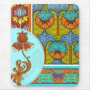 Art nouveau floral vintage flower victorian mouse mat