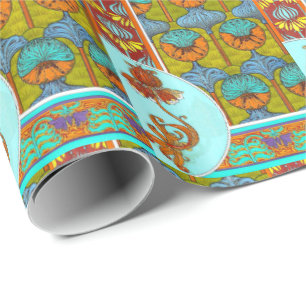 Art nouveau floral vintage flower victorian wrapping paper
