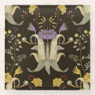 Art Nouveau Floral: Vintage Pattern Glass Coaster