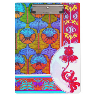 Art nouveau floral vintage pink blue verneuil  clipboard