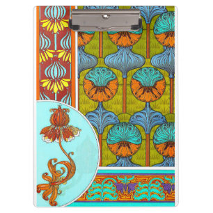 Art nouveau floral vintage textile art verneuil  clipboard