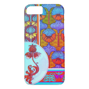 Art nouveau floral vintage victorian pink blue iPhone 8/7 case