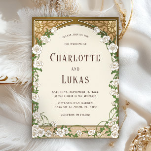 Art Nouveau Floral Vintage Wedding Invitation