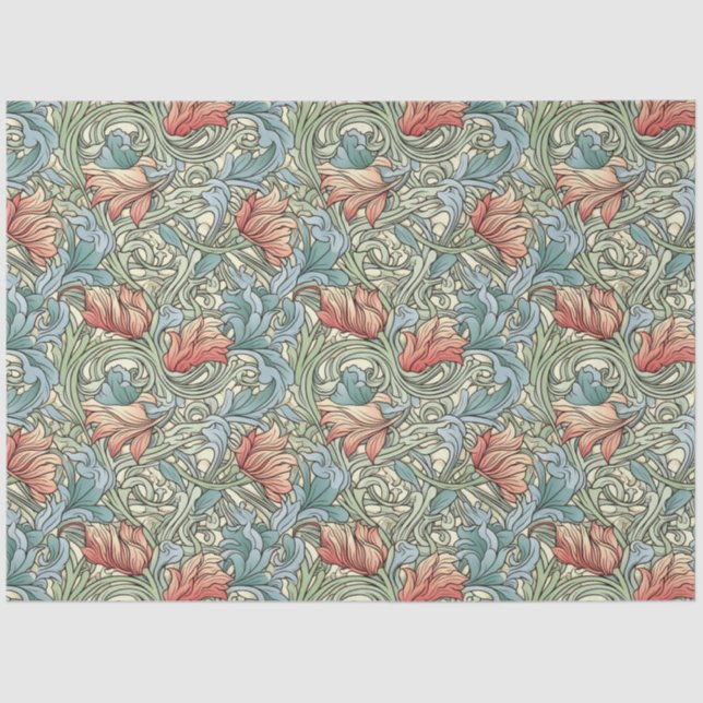 Art Nouveau Floral Wallpaper Design Decoupage Tissue Paper (Front)