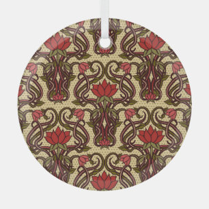 Art Nouveau floral wallpaper. Glass Tree Decoration