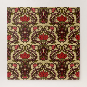 Art Nouveau floral wallpaper. Jigsaw Puzzle