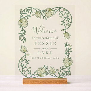 Art nouveau floral wedding acrylic sign