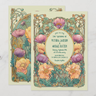 Art Nouveau Floral Wedding Invitation