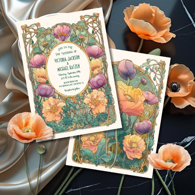 Art Nouveau Floral Wedding Invitation (Creator Uploaded)