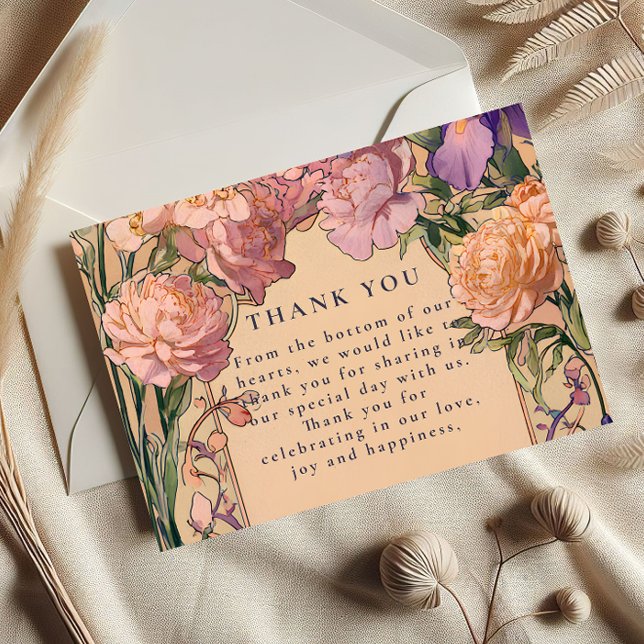 Art Nouveau Floral Wedding Thank You Card (Creator Uploaded)