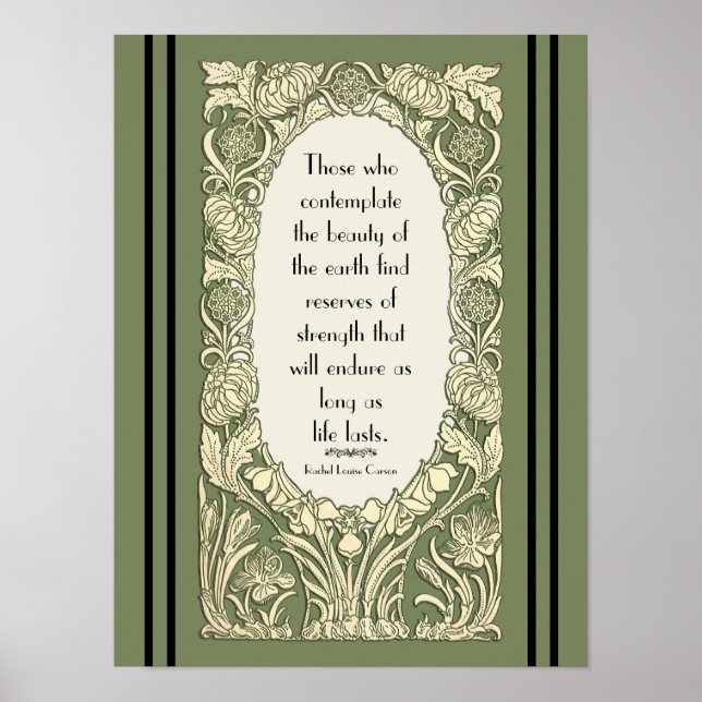 Art Nouveau Flower Floral Border Quote Standard Poster (Front)