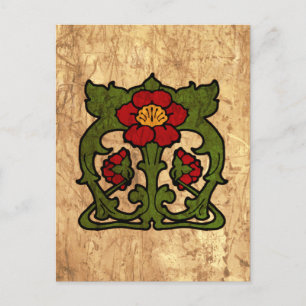 Art Nouveau Flower Motif Postcard
