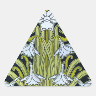 Art  Nouveau Flower Triangle Sticker