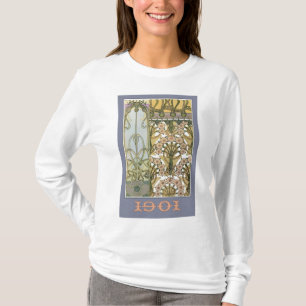 Art nouveau flowers alphonse mucha floral art 1901 T-Shirt