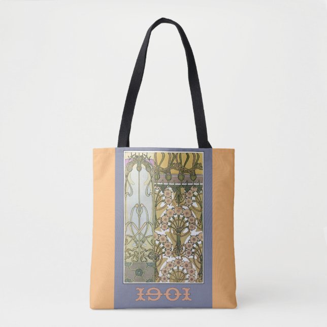 Art nouveau flowers  alphonse mucha floral art tote bag (Front)