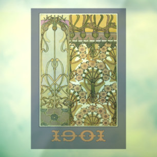 Art nouveau flowers  alphonse mucha floral art  window cling