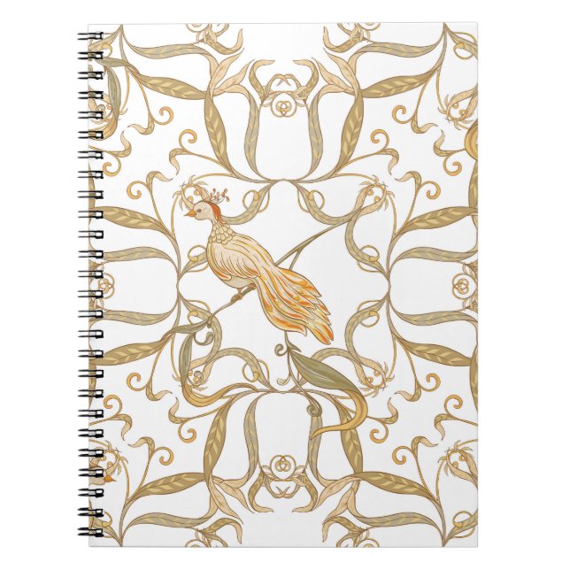 Art Nouveau Flowers Birds Notebook (Front)