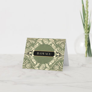 Art Nouveau Flowers Floral Border Fully Editable  Thank You Card
