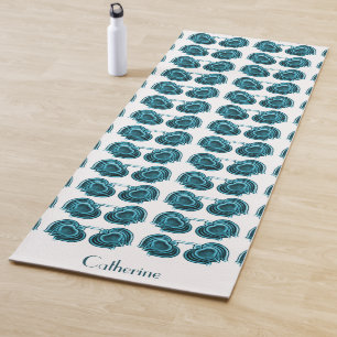 Art Nouveau Flowers in Blue Yoga Mat