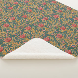 Art Nouveau flowers Sherpa Blanket