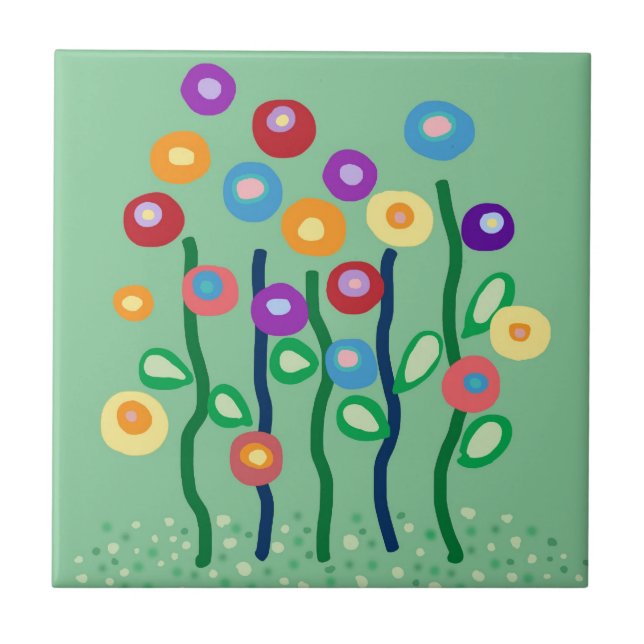 Art nouveau flowers tile (Front)