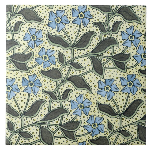 Art Nouveau Forget-me-not Tile (Front)