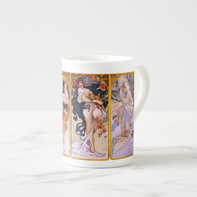 Art Nouveau Four Seasons Bone China Mug (Front Right)