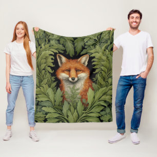 Art nouveau fox in the forest fleece blanket
