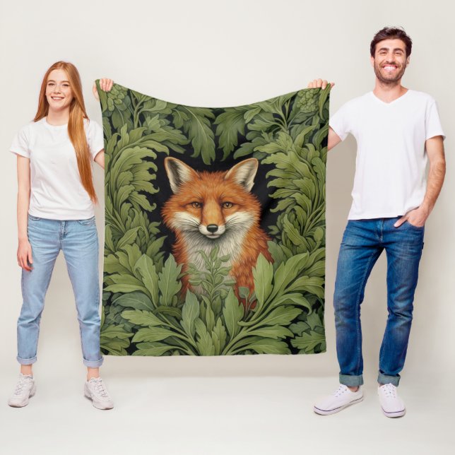 Art nouveau fox in the forest fleece blanket (In Situ)