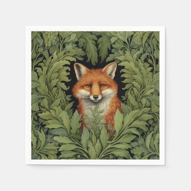 Art nouveau fox in the forest napkin (Front)