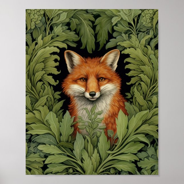 Art nouveau fox in the forest poster (Front)