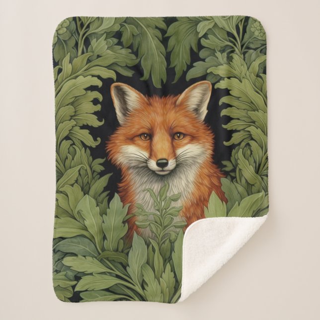 Art nouveau fox in the forest sherpa blanket (Front)