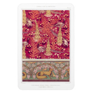 Art nouveau fox pheasant Foxglove verneuil Magnet