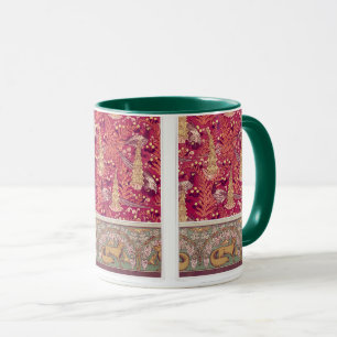 Art nouveau fox pheasant Foxglove verneuil red  Mug