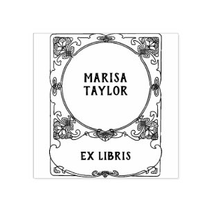 Art nouveau frame ex libris rubber stamp