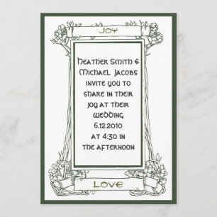 Art Nouveau Frame with vines and berries in green Invitation