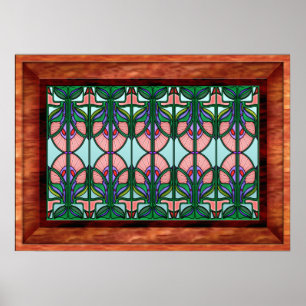 Art Nouveau Framed Stained Glass Window Poster