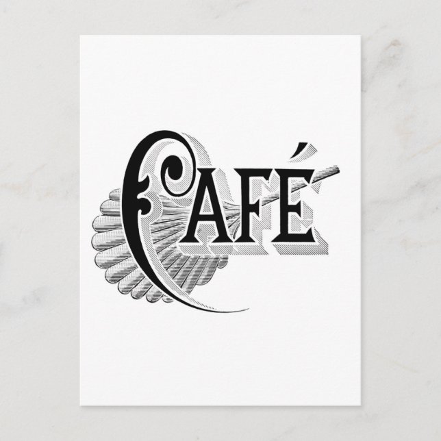 Art Nouveau French Cafe Coffee shop logo Postcard (Front)