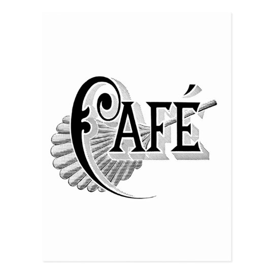 Art Nouveau French Cafe Coffee shop logo Postcard
