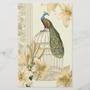 art nouveau french lily vintage birdcage peacock
