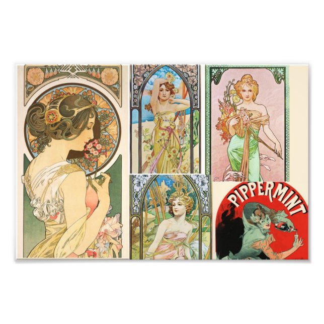 Art Nouveau French Women Art Mosaic Photo Print (Front)