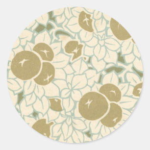 art nouveau fruit and flowers pattern classic round sticker