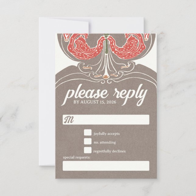 Art Nouveau Fuchsia Elegance RSVP Card (Front)