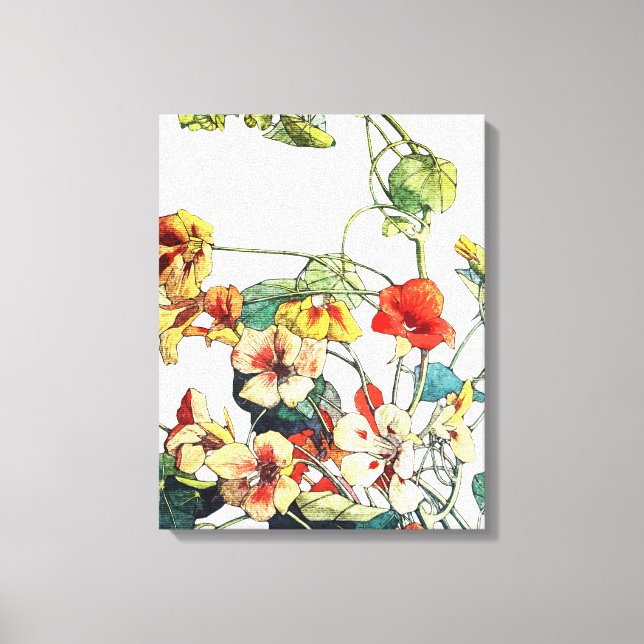 Art Nouveau Garden Nasturtium Flowers Canvas Print (Front)