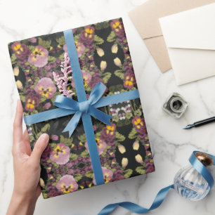 Art Nouveau Garden of Pansies Vintage Wrapping Paper