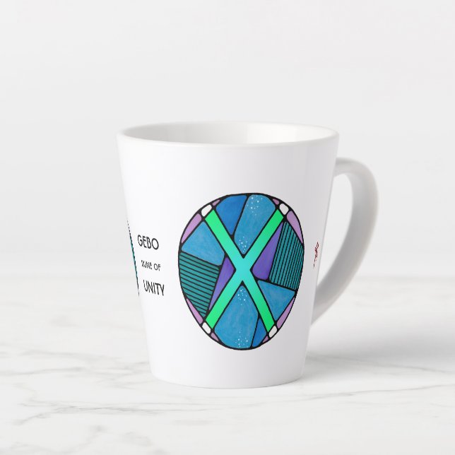 Art Nouveau Gebo Rune Latte Mug – UNITY! (Right Angle)