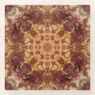 Art nouveau geometric, ornamental pattern. glass coaster