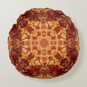 art nouveau geometric ornamental vintage pattern i round cushion