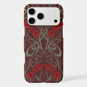 Art Nouveau Geometric Poppies and Sinuous Stems