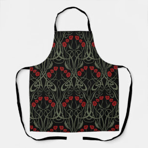 Art Nouveau Geometric Poppies and Sinuous Stems Apron
